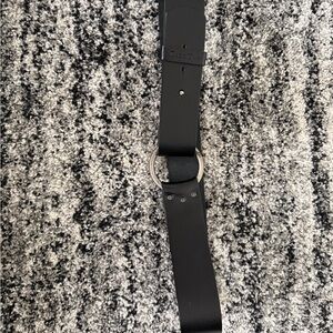 Black Leather Belt with Silver Buckle